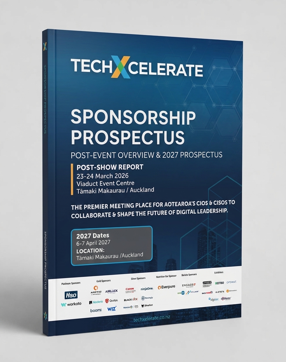 Cover of the TechXcelerate Aotearoa 2027 sponsorship prospectus